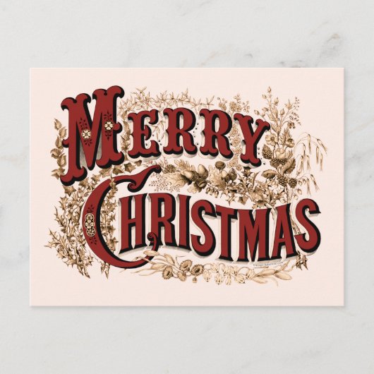 Vrolijk Kerstfeest - Rood en Goud Briefkaart (Voorkant)