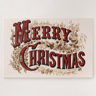 Vrolijk Kerstfeest - Rood en Goud Briefkaart Legpuzzel
