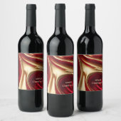 Vrolijk Kerstfeest- Rood en Goud Wijn Etiket (Flessen)