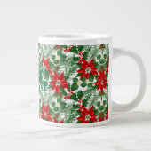 Vrolijk kerstfeest, rood en groen bloempatroon, grote koffiekop (Rechts)