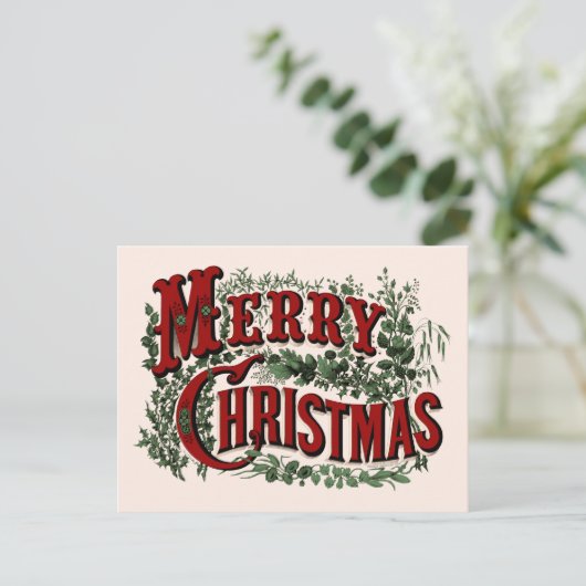 Vrolijk kerstfeest - rood en groen Briefkaart (Staand voorkant)