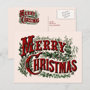 Vrolijk kerstfeest - rood en groen Briefkaart