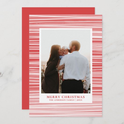 Vrolijk kerstfeest. Rood en roze. Gematigd gestrip Feestdagenkaart (Voorkant / Achterkant)