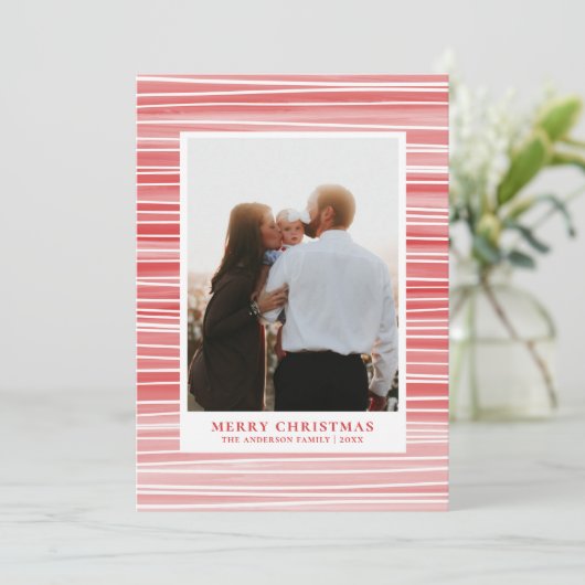 Vrolijk kerstfeest. Rood en roze. Gematigd gestrip Feestdagenkaart (Staand voorkant)