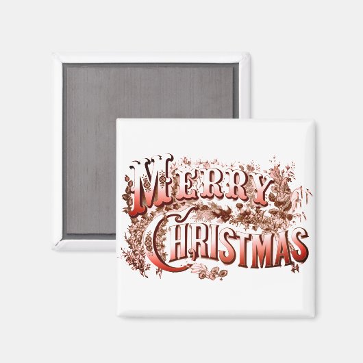 Vrolijk kerstfeest rood en wit  vakantie magneet (Voorkant / Achterkant)