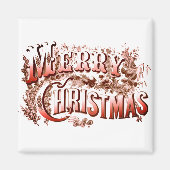 Vrolijk kerstfeest rood en wit  vakantie magneet (Voorkant)