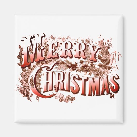 Vrolijk kerstfeest rood en wit  vakantie magneet (Voorkant)