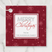 Vrolijk kerstfeest | Rood- en witsneeuwvlokken Bedankjes Labels (Voorkant)