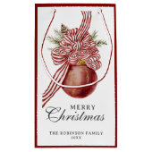 Vrolijk kerstfeest rood gestreept Ornament Klein Cadeauzakje (Achterkant)