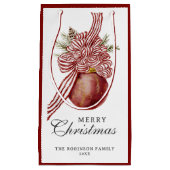 Vrolijk kerstfeest rood gestreept Ornament Klein Cadeauzakje (Voorkant)