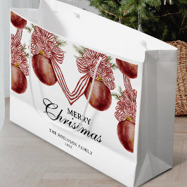 Vrolijk kerstfeest rood gestreept Ornament vakanti Groot Cadeauzakje