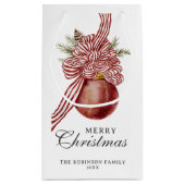 Vrolijk kerstfeest rood gestreept Ornament vakanti Klein Cadeauzakje (Achterkant)