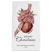 Vrolijk kerstfeest rood gestreept Ornament vakanti Klein Cadeauzakje (Voorkant)