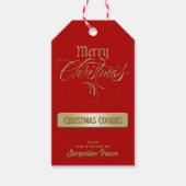 Vrolijk Kerstfeest Rood Goud Geschenken uit de Keu Cadeaulabel (Voorkant)