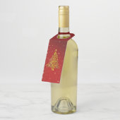 Vrolijk Kerstfeest Rood Gouden Boom Sterren Flessenhanger (Schuin)