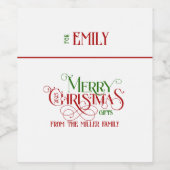 Vrolijk Kerstfeest Rood Groen Fancy Typografie Wijn Etiket (Enkel label)