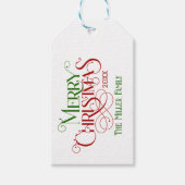 Vrolijk Kerstfeest Rood Groen Feestelijke Retro Ty Cadeaulabel (Voorkant)