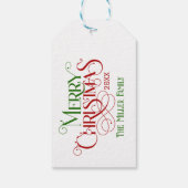 Vrolijk Kerstfeest Rood Groen Feestelijke Retro Ty Cadeaulabel (Achterkant)