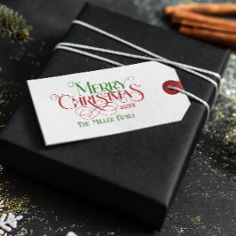 Vrolijk Kerstfeest Rood Groen Feestelijke Retro Ty Cadeaulabel