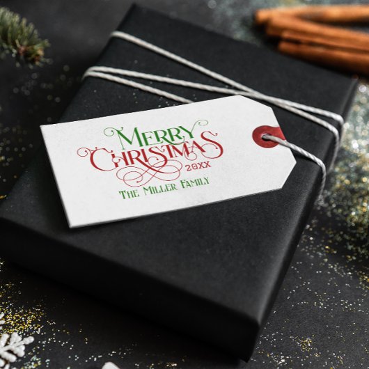 Vrolijk Kerstfeest Rood Groen Feestelijke Retro Ty Cadeaulabel