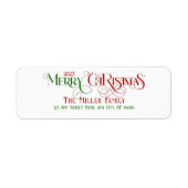 Vrolijk Kerstfeest Rood Groen Feestelijke Retro Ty Etiket (Voorkant)