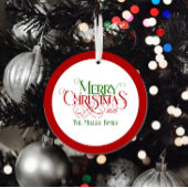 Vrolijk Kerstfeest Rood Groen Feestelijke Retro Ty Ornament