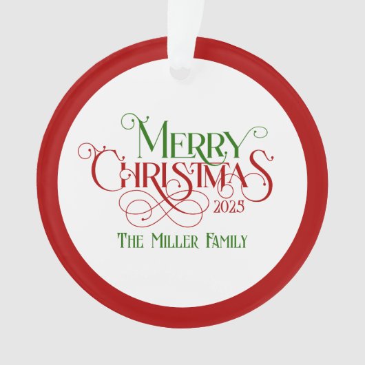 Vrolijk Kerstfeest Rood Groen Feestelijke Retro Ty Ornament (voorkant)