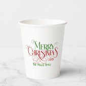 Vrolijk Kerstfeest Rood Groen Feestelijke Retro Ty Papieren Bekers (Voorkant)