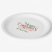 Vrolijk Kerstfeest Rood Groen Feestelijke Retro Ty Papieren Bordje (Gekanteld)