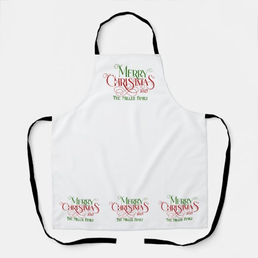 Vrolijk Kerstfeest Rood Groen Feestelijke Retro Ty Schort (Voorkant)