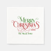 Vrolijk Kerstfeest Rood Groen Feestelijke Retro Ty Servet (Voorkant)