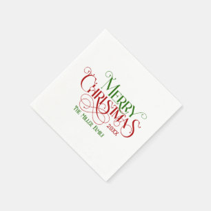 Vrolijk Kerstfeest Rood Groen Feestelijke Retro Ty Servet
