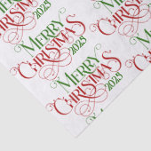 Vrolijk Kerstfeest Rood Groen Feestelijke Retro Ty Tissuepapier (Detail)