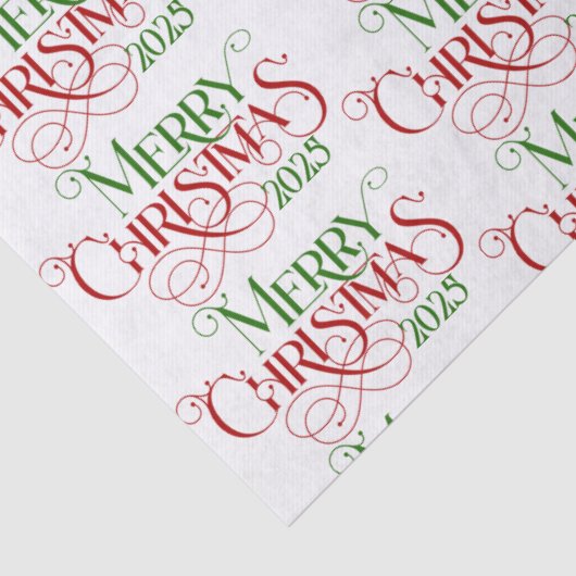 Vrolijk Kerstfeest Rood Groen Feestelijke Retro Ty Tissuepapier (Detail)