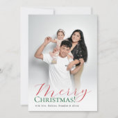 Vrolijk Kerstfeest Rood & Groen Modern Script Foto Feestdagenkaart (Voorkant)