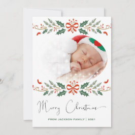 Vrolijk Kerstfeest Rood Groen Moderne Foto Feestdagenkaart