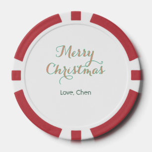 vrolijk kerstfeest rood groen naam liefde stijlvol poker chips
