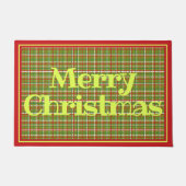 Vrolijk Kerstfeest Rood Groen Plakken Ontwerp Deurmat (Voorkant)