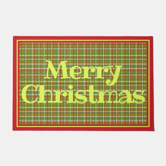 Vrolijk Kerstfeest Rood Groen Plakken Ontwerp Deurmat (Voorkant)