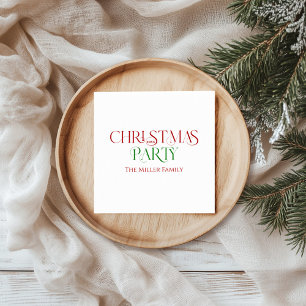Vrolijk Kerstfeest Rood Groen Retro Typografie Servet