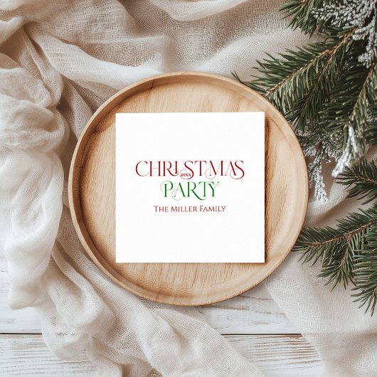 Vrolijk Kerstfeest Rood Groen Retro Typografie Servet