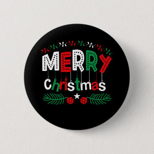 Vrolijk Kerstfeest Rood Groen Wit Ronde Button 5,7 Cm