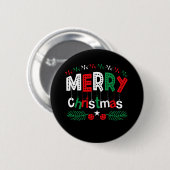 Vrolijk Kerstfeest Rood Groen Wit Ronde Button 5,7 Cm (Voorkant /achterkant)