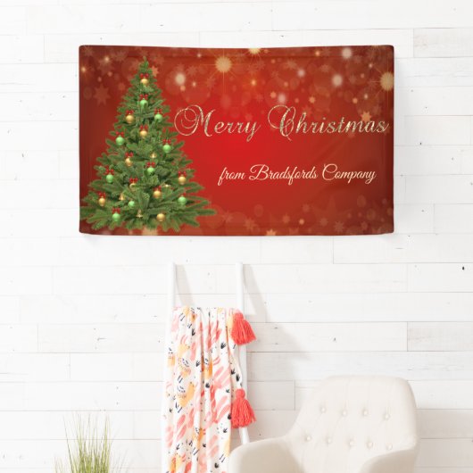 Vrolijk kerstfeest, rood, kerstboom spandoek (Insitu)