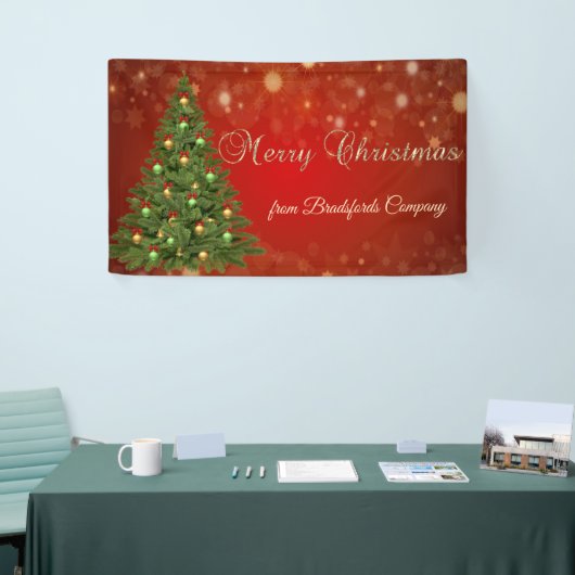 Vrolijk kerstfeest, rood, kerstboom spandoek (Beurs)