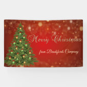 Vrolijk kerstfeest, rood, kerstboom spandoek (Horizontaal)