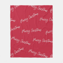 Vrolijk kerstfeest | Rood met modern script Fleece Deken