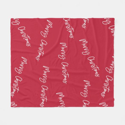 Vrolijk kerstfeest | Rood met modern script Fleece Deken (Voorkant (Horizontaal))