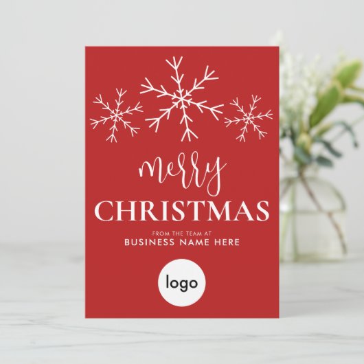 Vrolijk Kerstfeest Rood Modern Business Logo Feestdagenkaart (Staand voorkant)