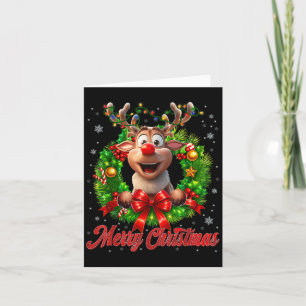 Vrolijk Kerstfeest Rood Neus Rendier Kerstmis Xmas Kaart